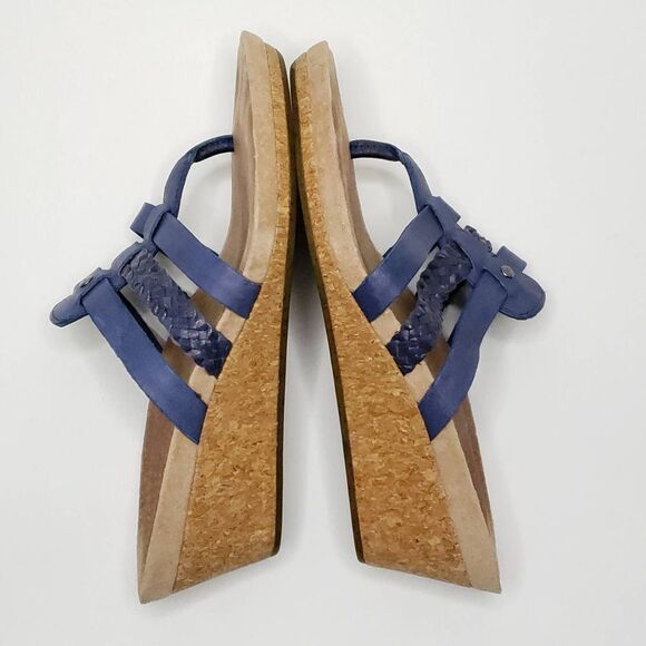 UGG Maddie Blue Braided Wedge Heel Sandals Size 7.5 - Picture 5 of 9